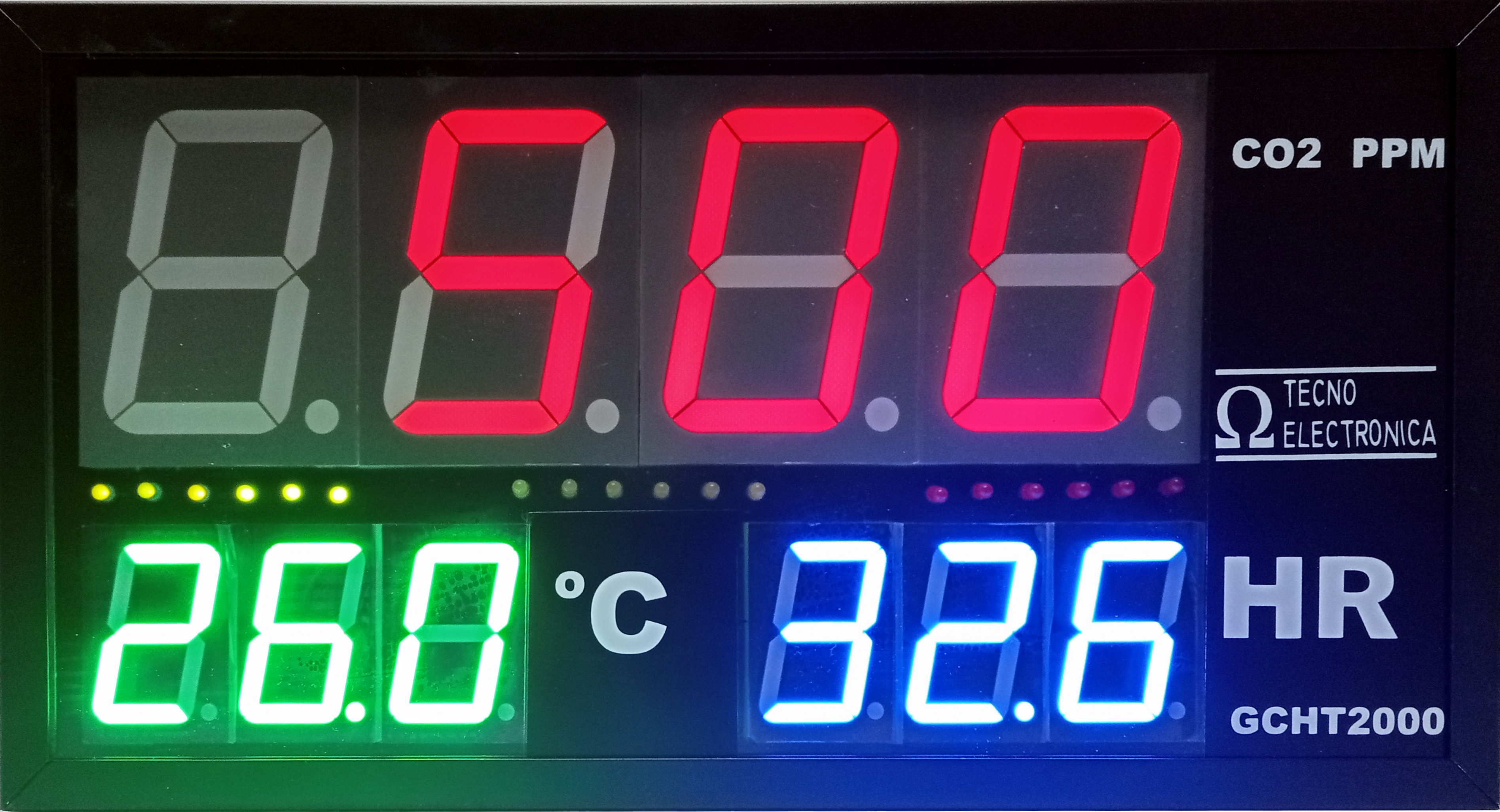 Indicador de la calidad del aire. Sensor de CO2, Temperatura y Humedad